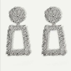 BRAND NEW Silver Open Rectangle Drop Earrings
